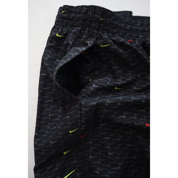 Nike NESSC485-001 Men's Sz 2XL Black Swoosh All-Over Print 5" Swim Shorts - Picture 5 of 10